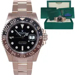 2023 NEW PAPERS ROLEX GMT MASTER ROSE GOLD CERAMIC ROOT BEER 126715 WATCH BOX