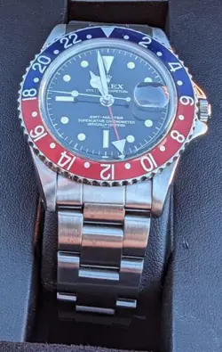 1963 Rolex GMT Master 1675 Gilt Underline Dial Red & Blue Bezel  PCG Watch