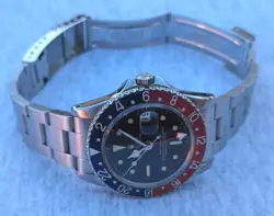 1963 Rolex GMT Master 1675 Gilt Underline Dial Red & Blue Bezel  PCG Watch