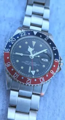 1963 Rolex GMT Master 1675 Gilt Underline Dial Red & Blue Bezel  PCG Watch
