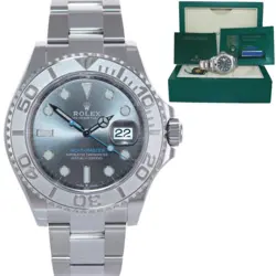 2024 PAPERS ROLEX YACHT-MASTER 126622 STEEL PLATINUM RHODIUM BLUE WATCH BOX