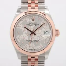 ROLEX DATEJUST 278241 SS×PG AT SILVER-FACE 6 EXTRA LINKS FLORAL