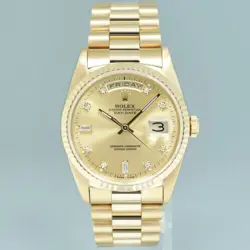 MINT Rolex President Champagne Diamond Double Quick Gold Watch 18238 Box