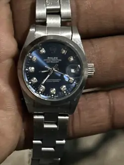 LADIES ROLEX DATEJUST 26MM BLUE DIAMOND DIAL WITH OYSTER BRACELET