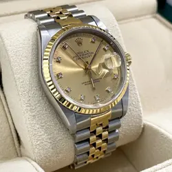 ROLEX DATEJUST 36 CHAMPAGNE DIAMOND DIAL TWO-TONE JUBILEE FLUTED REF: 16233