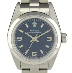 ROLEX OYSTER PERPETUAL 76080 AUTOMATIC BLUE LADIES #BS316