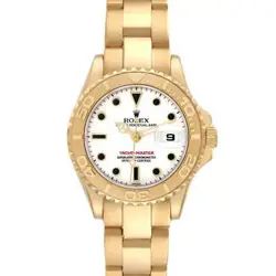 ROLEX YACHTMASTER 29 YELLOW GOLD WHITE DIAL LADIES WATCH 169628