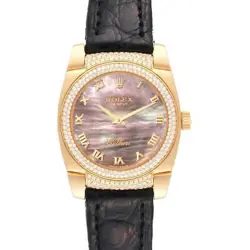ROLEX CELLINI CESTELLO YELLOW GOLD MOTHER OF PEARL DIAMOND LADIES WATCH 6311