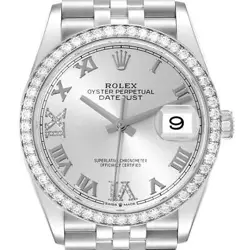 ROLEX DATEJUST SILVER DIAMOND DIAL STEEL MENS WATCH 126284 BOX CARD