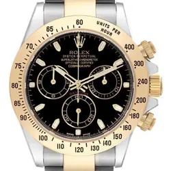 ROLEX DAYTONA STEEL YELLOW GOLD BLACK DIAL MENS WATCH 116523 BOX CARD