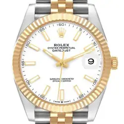 ROLEX DATEJUST 41 STEEL YELLOW GOLD WHITE DIAL MENS WATCH 126333