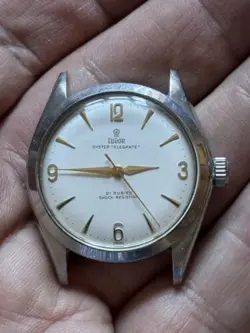Vintage Tudor Oyster Elegante Rolex case 7960 mens watch 34mm 1957