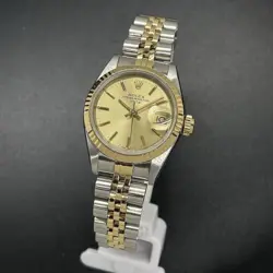 ROLEX DATEJUST 69163 TWO TONE 18K GOLD SS CHAMPAGNE DIAL 26MM LADIES WATCH