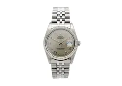 ROLEX DATEJUST 16234 STAINLESS STEEL 18K WHITE GOLD AUTOMATIC MENS WATCH