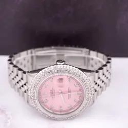 Rolex Datejust 36mm Jubilee Steel Watch ICED 3.25ct Diamonds Ladies Pink Dial
