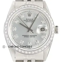 ROLEX MENS DATEJUST 18K WHITE GOLD DIAMOND BEZEL & STAINLESS STEEL WATCH