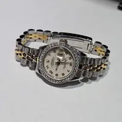 LADIES STAINLESS STEEL AND 18 KT YELLOW GOLD ROLEX