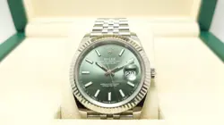 ROLEX STAINLESS STEEL DATEJUST 41 126334 MINT GREEN DIAL JUBILEE FULL SET