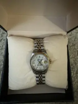 LADIES ROLEX DATE 26MM DIAMOND DIAL TWO-TONE 18K GOLD STEEL JUBILEE WATCH 6917