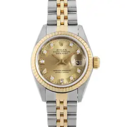 ROLEX DATEJUST 10P DIAMOND 69173G CHAMPAGNE GOLD L NUMBER SECOND HAND WOMEN