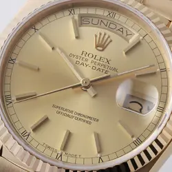 ROLEX Day date 18038 Champagne Gold bar 91 Number second hand mens