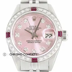 ROLEX LADIES DATEJUST PINK DIAMOND DIAL 18K WHITE GOLD & STAINLESS STEEL WATCH