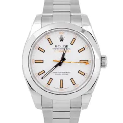 MINT ROLEX MILGAUSS WHITE ORANGE STAINLESS STEEL 40MM AUTOMATIC WATCH 116400