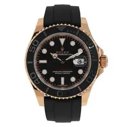 ROLEX YACHT-MASTER WATCH 40MM ROSE GOLD BLACK INDEX HOUR MARKERS DIAL RUBBER