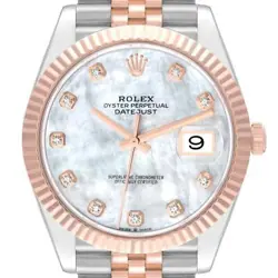 ROLEX DATEJUST 41 STEEL ROSE GOLD MOP DIAMOND DIAL MENS WATCH 126331