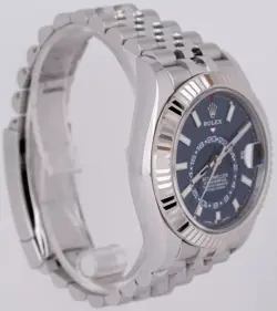 ♛Rolex Sky-Dweller BLUE Steel In 18K White Gold 42mm JUBILEE Automatic Watch--MI