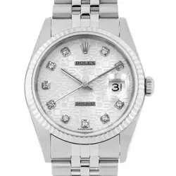 ROLEX DATEJUST 10P DIAMOND 16234G SILVER CARVING COMPUTER F NUMBER SECOND HA...
