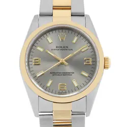 ROLEX OYSTER PERPETUAL 14203M GRAY 369 WHITE BAR D NUMBER SECOND HAND MENS