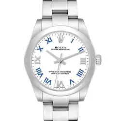 ROLEX OYSTER PERPETUAL MIDSIZE WHITE DIAL STEEL LADIES WATCH 177200 BOX CARD