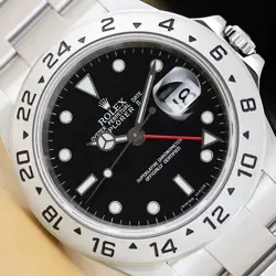 2003 ROLEX EXPLORER II 40MM 16570T NO HOLES BLACK DIAL STAINLESS STEEL GMT WATCH