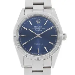 ROLEX AIR KING 14010 BLUE BAR U NUMBER SECOND HAND MENS