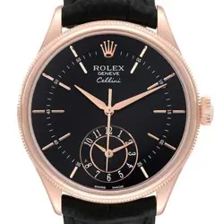ROLEX CELLINI DUAL TIME ROSE GOLD AUTOMATIC MENS WATCH 50525