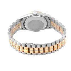 ROLEX PRESIDENT MIDSIZE TRIDOR WHITE YELLOW ROSE GOLD DIAMOND LADIES WATCH 68279