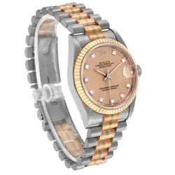 Rolex President Midsize Tridor White Yellow Rose Gold Diamond Ladies Watch 68279