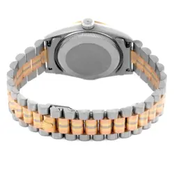 Rolex President Midsize Tridor White Yellow Rose Gold Diamond Ladies Watch 68279