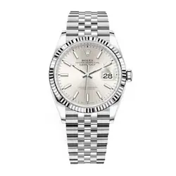 ROLEX DATEJUST 36 WATCH 36MM SILVER INDEX HOUR MARKERS DIAL STAINLESS STEEL