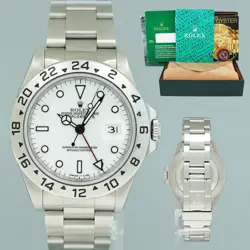 1995 MINT Rolex Explorer II White 16570 40mm Tritium Polar GMT Watch Box