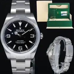 MINT 2018 PAPERS ROLEX 214270 EXPLORER BLACK BLUE LUME 3-6-9 STEEL 39MM WATCH