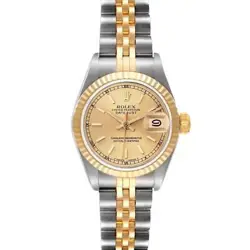 ROLEX DATEJUST STEEL YELLOW GOLD LADIES WATCH 69173 BOX PAPERS