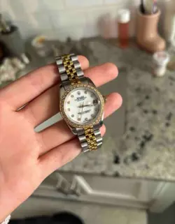 ROLEX DATE 26MM MOP DIAMOND TWO-TONE 18K GOLD STEEL JUBILEE WATCH 6917