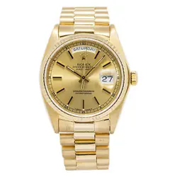 ROLEX DAY-DATE 18038 18K YG PRESIDENT CHAMPAGNE DIAL AUTOMATIC UNISEX WATCH 36MM