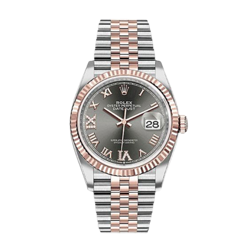 ROLEX DATEJUST 36 WATCH 36MM RHODIUM ROMAN NUMERALS DIAL 126231
