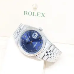 ROLEX 36MM OYSTER PERPETUAL BLUE ROMAN DIAL DATEJUST REF: 16234 (K SERIES)
