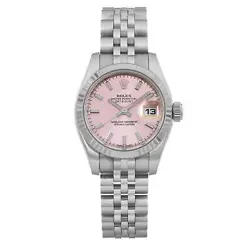ROLEX DATEJUST 26MM 18K WHITE GOLD STEEL PINK DIAL LADIES WATCH 179174