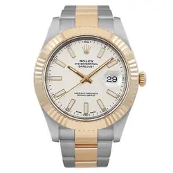 ROLEX DATEJUST II 18K YELLOW GOLD STEEL CREAM DIAL AUTOMATIC MEN WATCH 116333