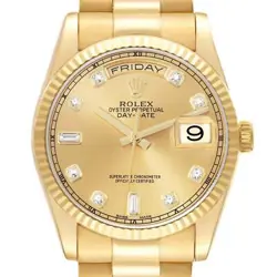ROLEX PRESIDENT DAY-DATE YELLOW GOLD DIAMOND DIAL MENS WATCH 118238